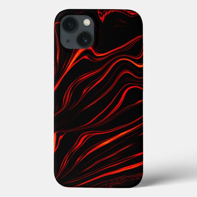 Wavy red long traces over black background Case-Mate iPhone case (Back)