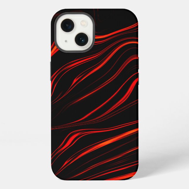 Wavy red long traces over black background iPhone case (Back)