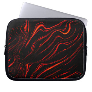 Wavy red long traces over black background laptop sleeve