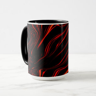 Wavy red long traces over black background mug