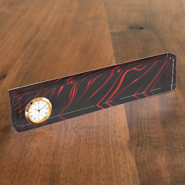 Wavy red long traces over black background  nameplate (Side)