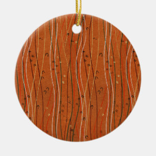 Wavy Red Stripes Japanese Abstract Ceramic Tree Decoration