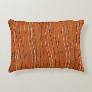 Wavy Red Stripes Japanese Abstract Decorative Cushion