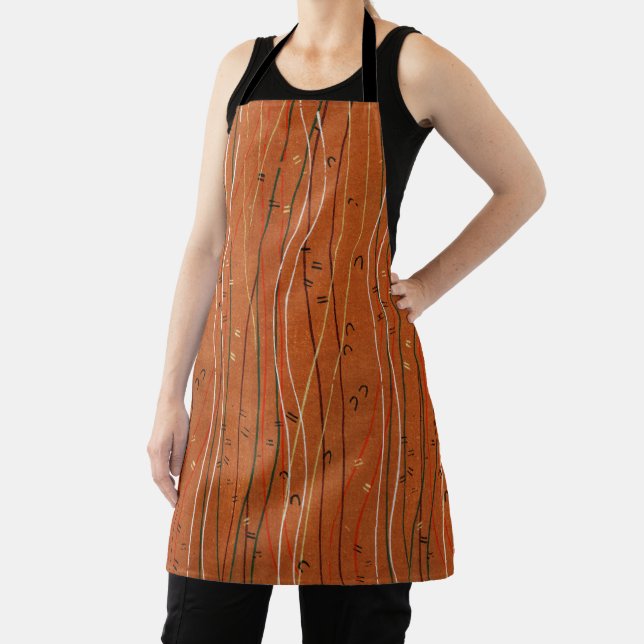 Wavy Red Stripes: Modern Japanese Abstract Art  Apron (Insitu)