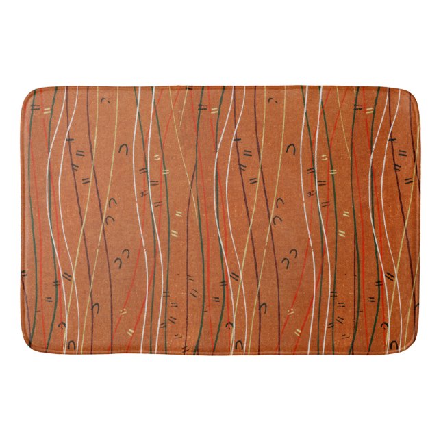 Wavy Red Stripes: Modern Japanese Abstract Art  Bath Mat (Front)
