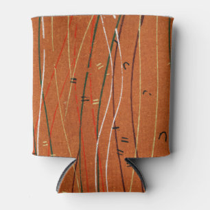 Wavy Red Stripes: Modern Japanese Abstract Art  Can Cooler