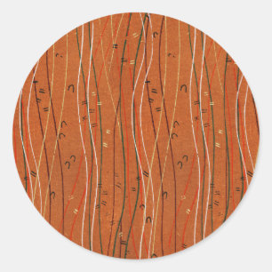 Wavy Red Stripes: Modern Japanese Abstract Art  Classic Round Sticker