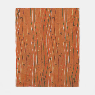 Wavy Red Stripes: Modern Japanese Abstract Art  Fleece Blanket