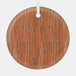 Wavy Red Stripes: Modern Japanese Abstract Art  Glass Tree Decoration