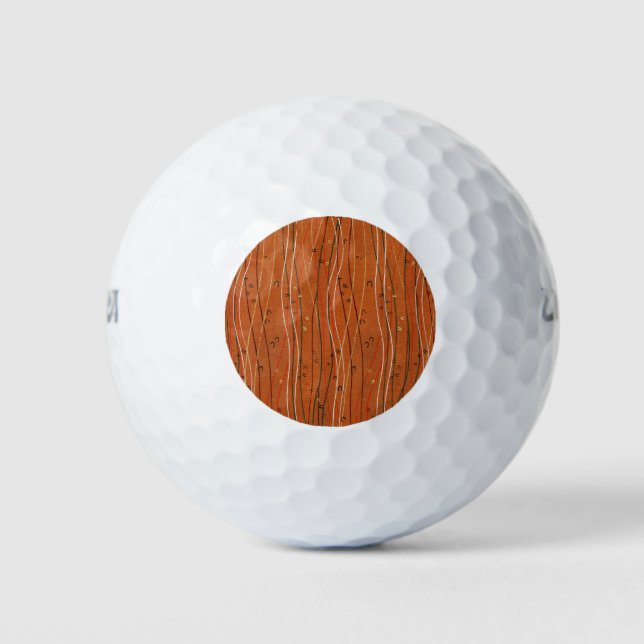 Wavy Red Stripes: Modern Japanese Abstract Art  Golf Balls (Front)