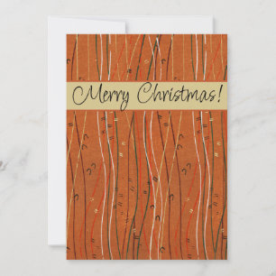 Wavy Red Stripes: Modern Japanese Abstract Art Holiday Card