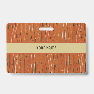 Wavy Red Stripes: Modern Japanese Abstract Art  ID Badge
