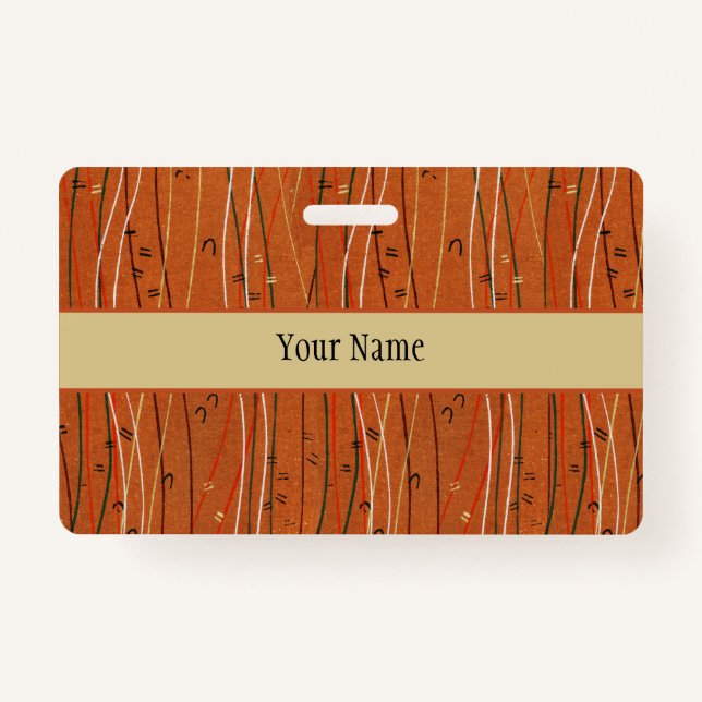 Wavy Red Stripes: Modern Japanese Abstract Art  ID Badge (Front)