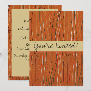 Wavy Red Stripes: Modern Japanese Abstract Art  Invitation