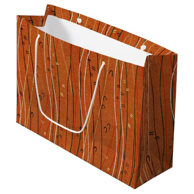 Wavy Red Stripes: Modern Japanese Abstract Art  Large Gift Bag (Front Angled)