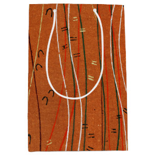 Wavy Red Stripes: Modern Japanese Abstract Art Medium Gift Bag