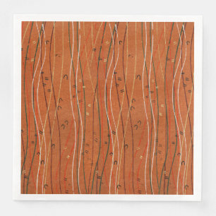 Wavy Red Stripes: Modern Japanese Abstract Art  Napkin