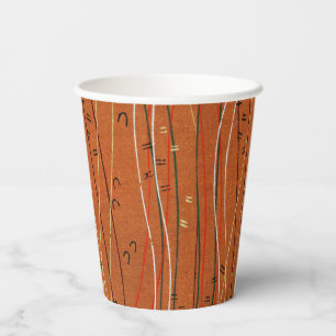 Wavy Red Stripes: Modern Japanese Abstract Art Paper Cups