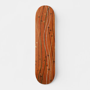 Wavy Red Stripes: Modern Japanese Abstract Art  Skateboard