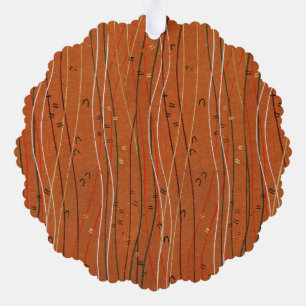 Wavy Red Stripes: Modern Japanese Abstract Art  Tree Decoration Card