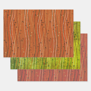 Wavy Red Stripes: Modern Japanese Abstract Art  Wrapping Paper Sheet