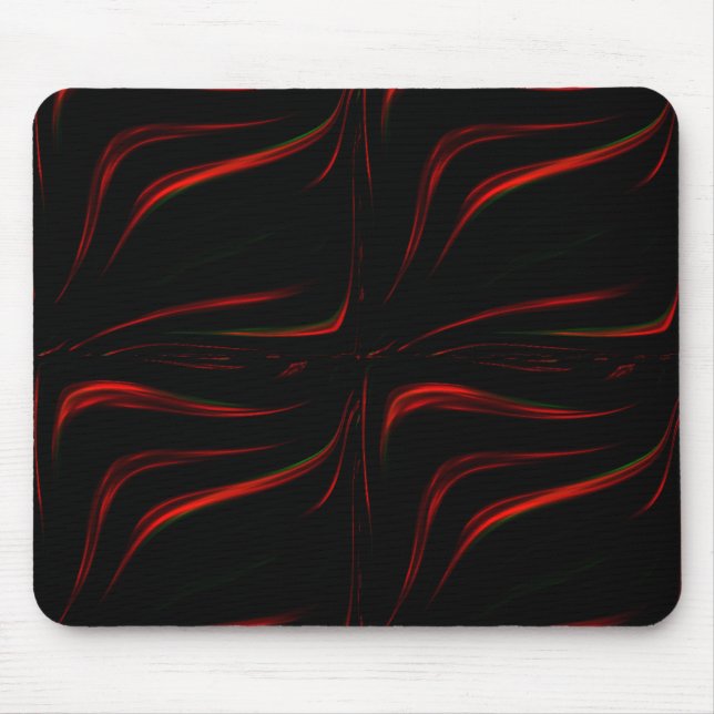 Wavy red strokes on black background  mouse pad (Front)