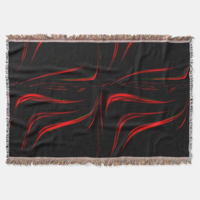 Wavy red strokes on black background  throw blanket (Front)