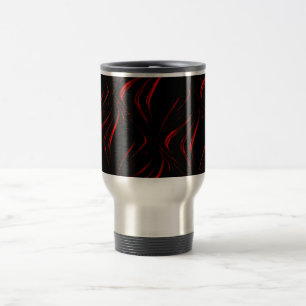Wavy red strokes on black background travel mug