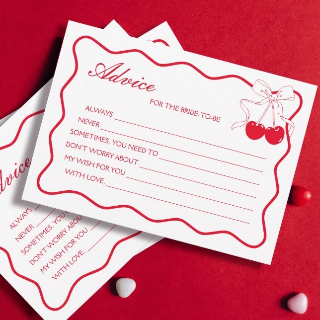 Wavy Red Valentines Bridal Shower Advice Card (Creator Uploaded)