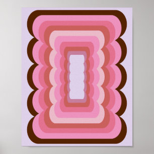 Wavy Retro Abstract Pink Poster