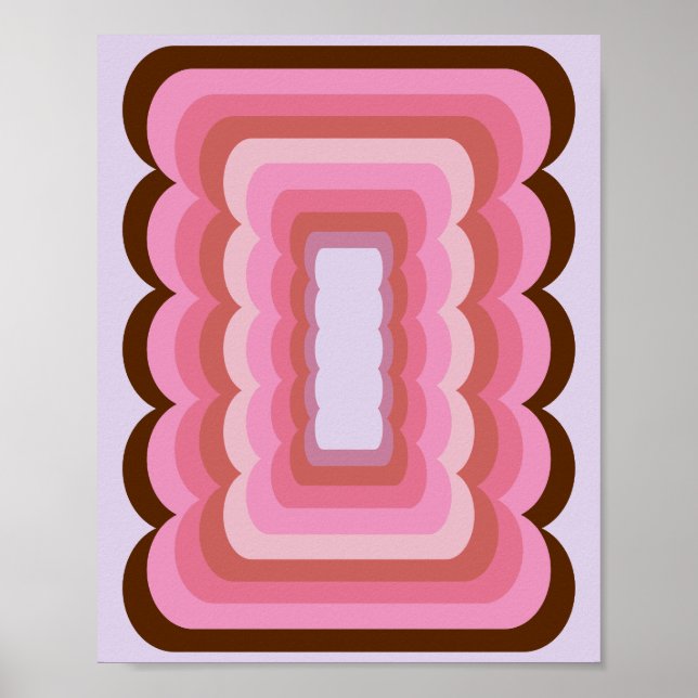 Wavy Retro Abstract Pink Poster (Front)
