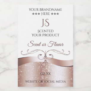 Wavy Rose Gold Decor White Monogram Product Label