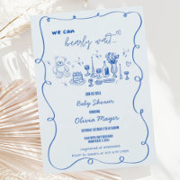 Wavy Scribble Hand Drawn Bearly Wait Baby Shower