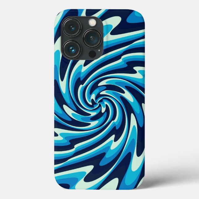 Wavy Sea Pattern (Midnight Blue, Blue, Cyan) Case-Mate iPhone Case (Back)