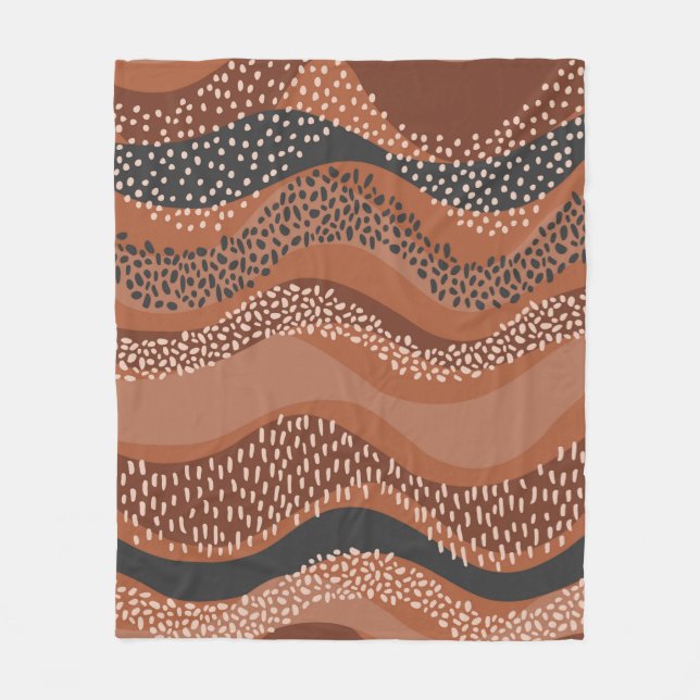Wavy seamless pattern in natural geo style. Horizo Fleece Blanket (Front)