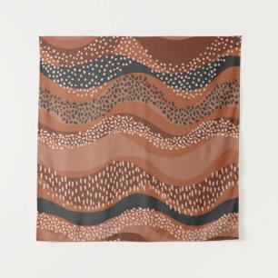 Wavy seamless pattern in natural geo style. Horizo Tapestry
