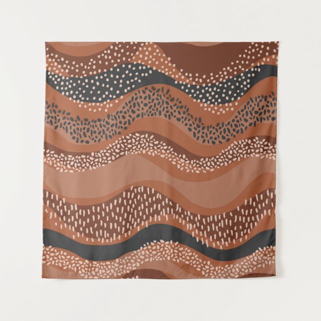 Wavy seamless pattern in natural geo style. Horizo Tapestry (Front)