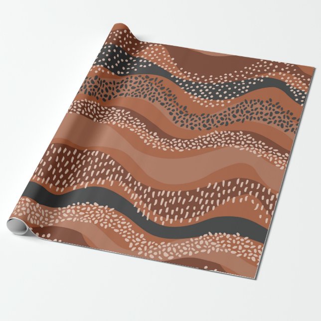 Wavy seamless pattern in natural geo style. Horizo Wrapping Paper (Unrolled)