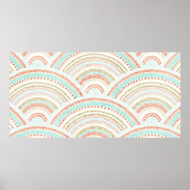Wavy seamless pattern. Vintage seigaiha ornament.  Poster (Front)