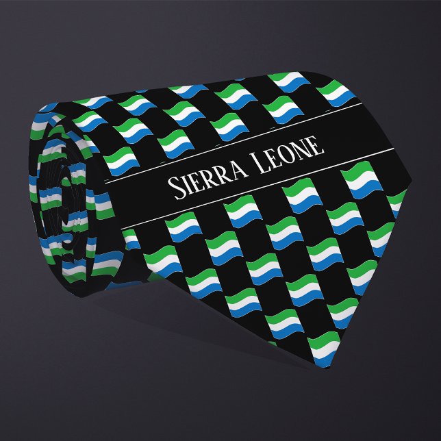 Wavy Sierra Leone Flag Pattern  Tie (Creator Uploaded)
