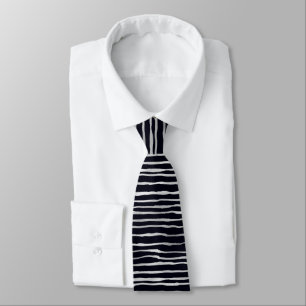 Wavy Silver Pattern on Black Tie