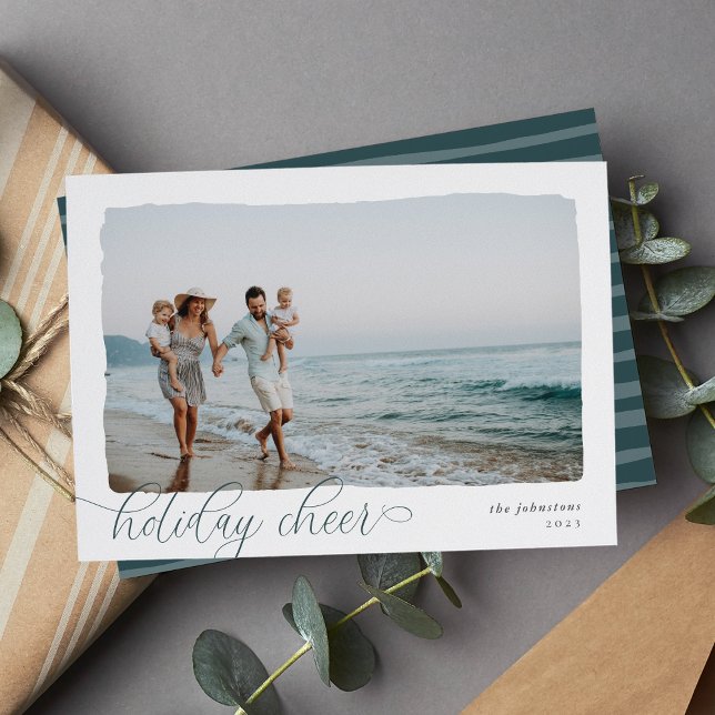 Wavy | Simple Horizontal Holiday Cheer Photo Card (Creator Uploaded)