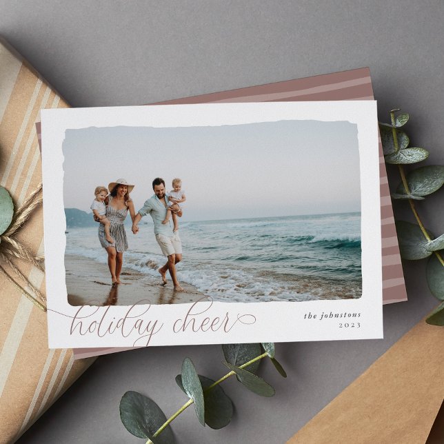 Wavy | Simple Horizontal Holiday Cheer Photo Card (Creator Uploaded)