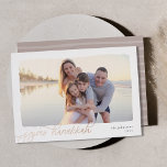 Wavy | Simple Horizontal Photo Hanukkah<br><div class="desc">Elegant and understated Hanukkah photo card frames a single horizontal or landscape-oriented photo with a wavy deckled edge border, on a crisp white background. "Joyous Hanukkah" appears at the lower left in modern rose gold foil calligraphy script, with your family name and the year at the right. A simple and...</div>