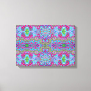 Wavy Sky Blue Multicolored Trippy Pattern Canvas Print