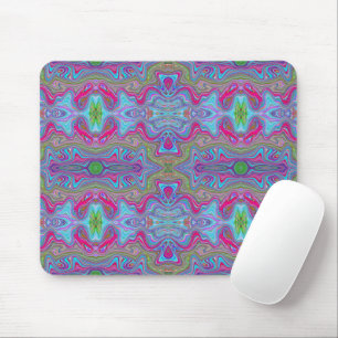 Wavy Sky Blue Multicolored Trippy Pattern Mouse Pad