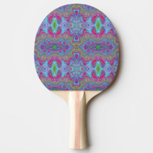 Wavy Sky Blue Multicolored Trippy Pattern Ping Pong Paddle