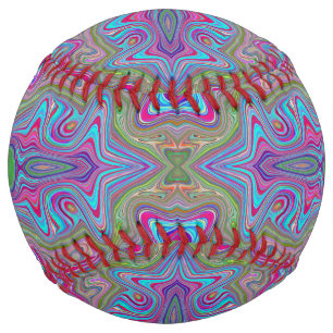 Wavy Sky Blue Multicolored Trippy Pattern Softball