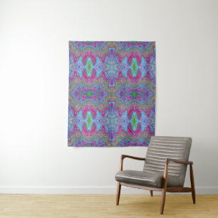 Wavy Sky Blue Multicolored Trippy Pattern Tapestry