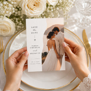 Wavy Split Wedding Save The Date Photo Card